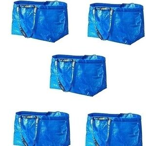 5 large Ikea BAGS blue sturdy organizing garage closet storage holiday shopping
